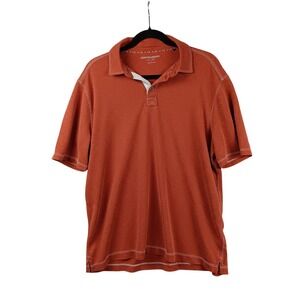 Johnston Murphy Men's Orange Short Sleeve Polo Shirt Size L Modal Stitch Detail